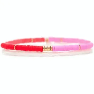 09928 Pura Vida Pink & Red Vinyl Disc Bracelet