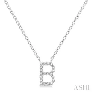 10KW Diamond Initial "B" Necklace w/ 0.06 ctw & 18" Chain