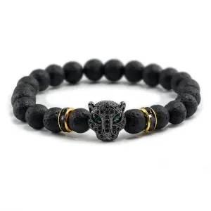 12 Style Bracelet Men Black Lava Healing Balance Beads Reiki Buddha Prayer Natural Stone Yoga Bracelet For Women Leopard Head