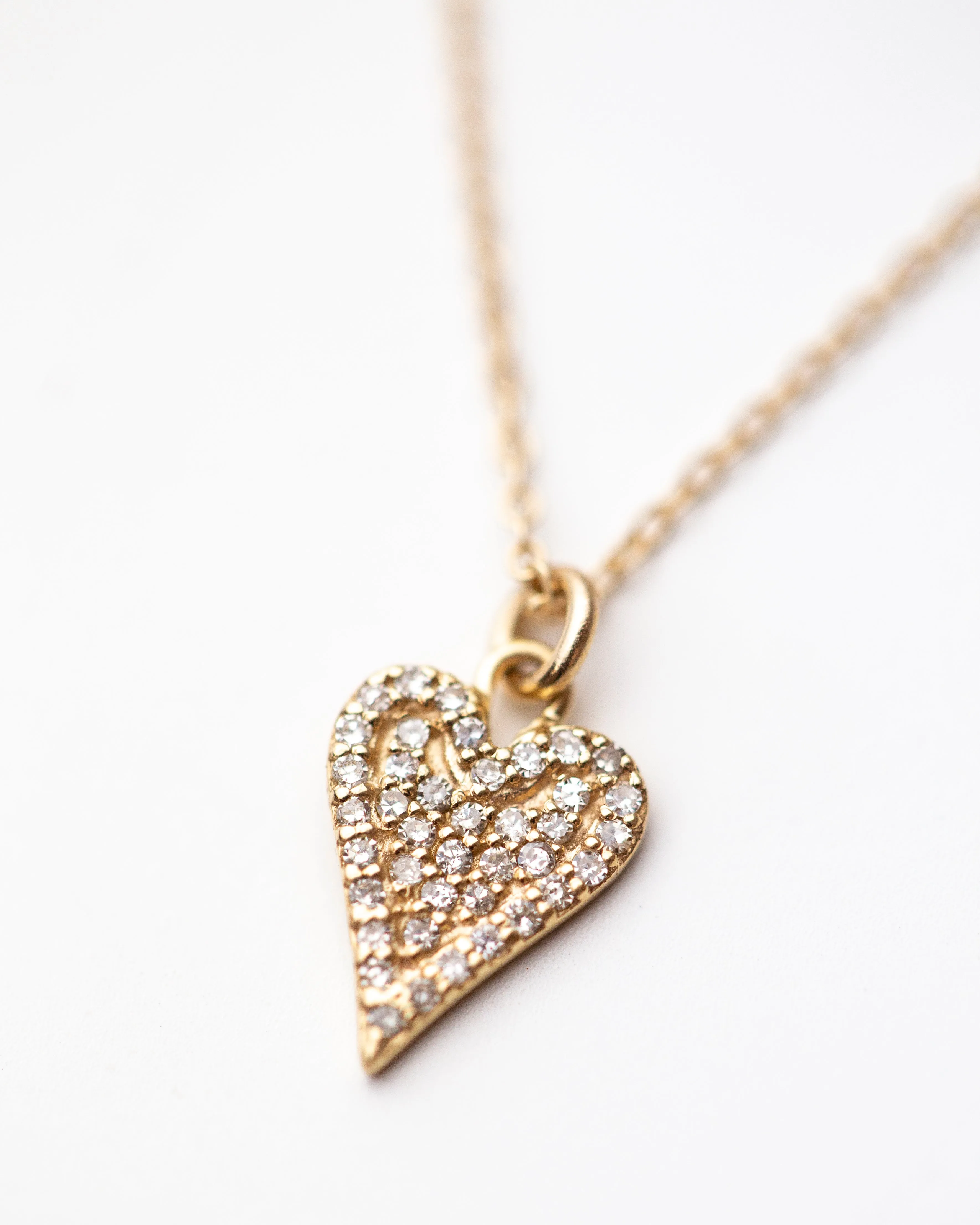 14k Diamond Pave Heart charm Necklace