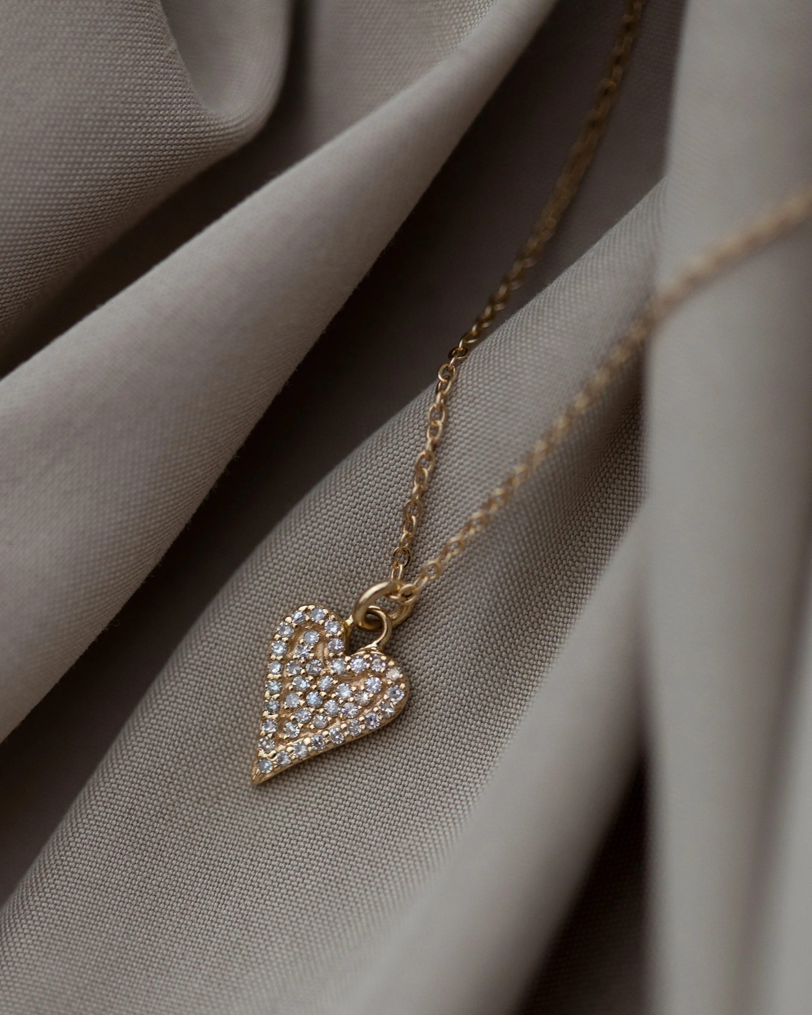 14k Diamond Pave Heart charm Necklace