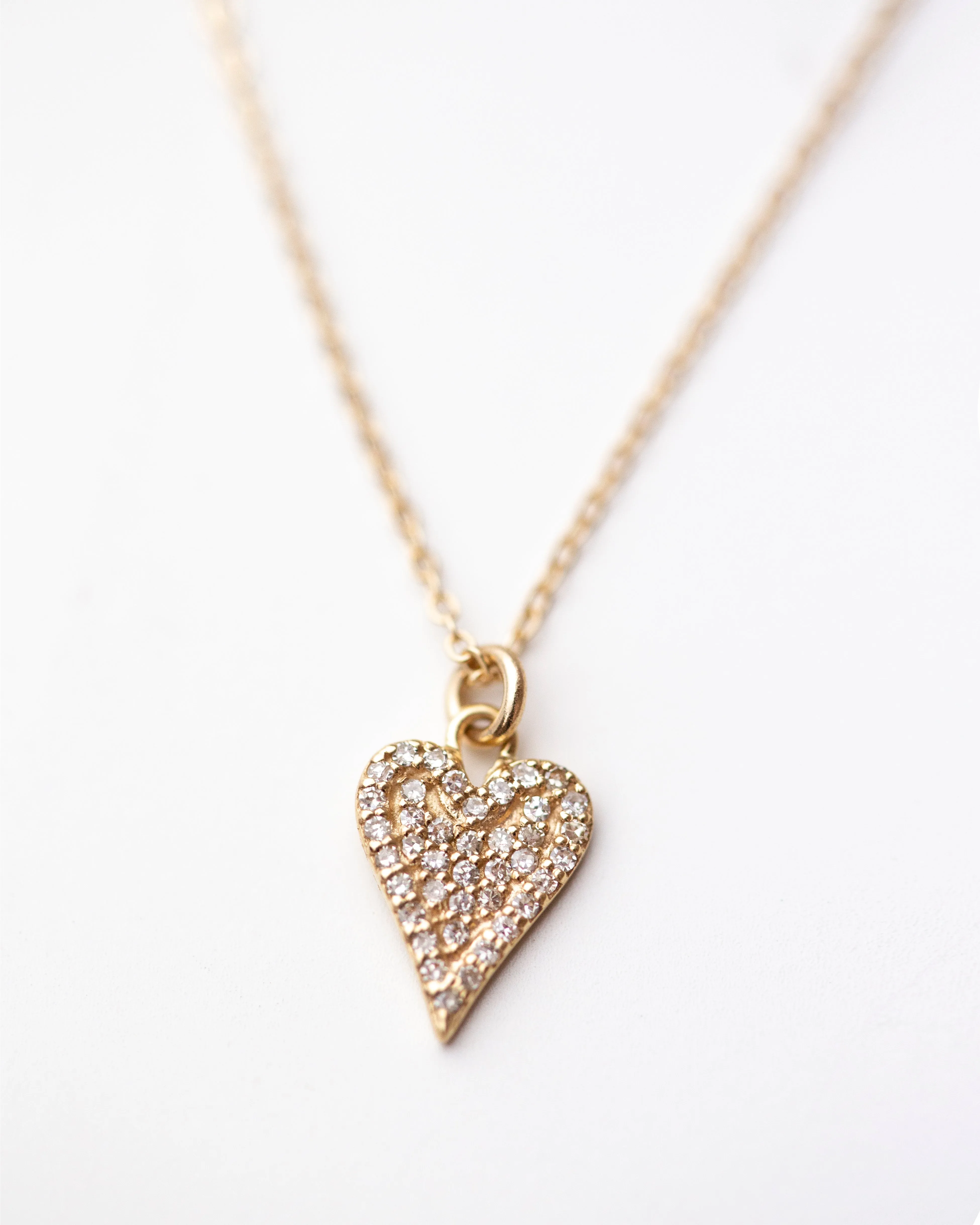 14k Diamond Pave Heart charm Necklace