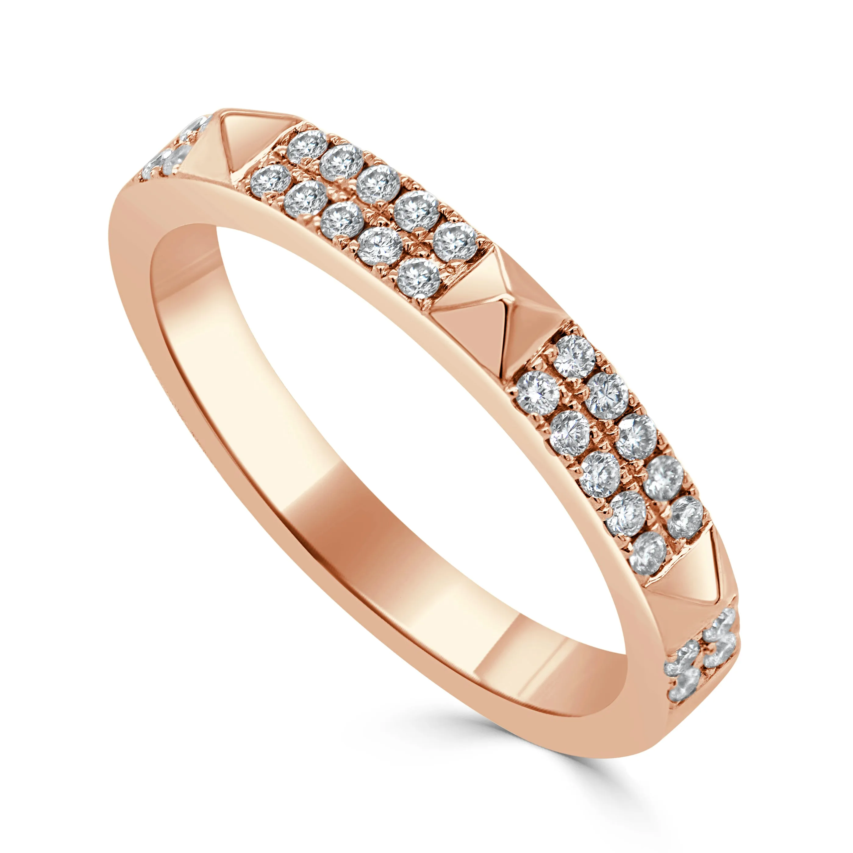 14k Gold & Diamond Studded Stackable Ring - 0.19ct