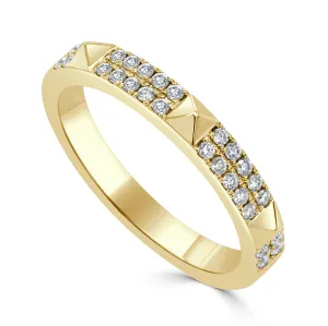 14k Gold & Diamond Studded Stackable Ring - 0.19ct