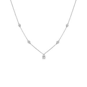 14K Gold & Pear-Shaped Diamond Station Necklace - 0.59ct