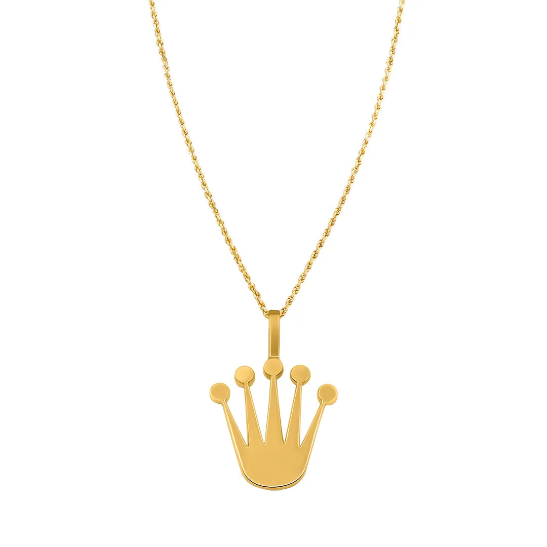 14K Gold Crown With Diamonds Pendant