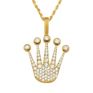 14K Gold Crown With Diamonds Pendant