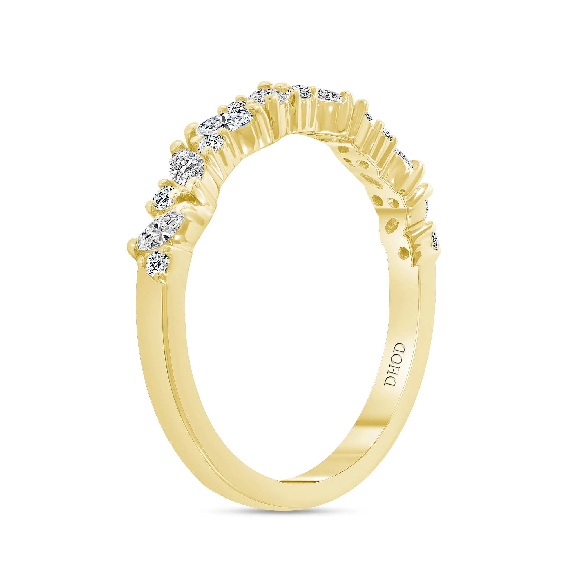 14K Gold Diamond Alternate Marquise Band