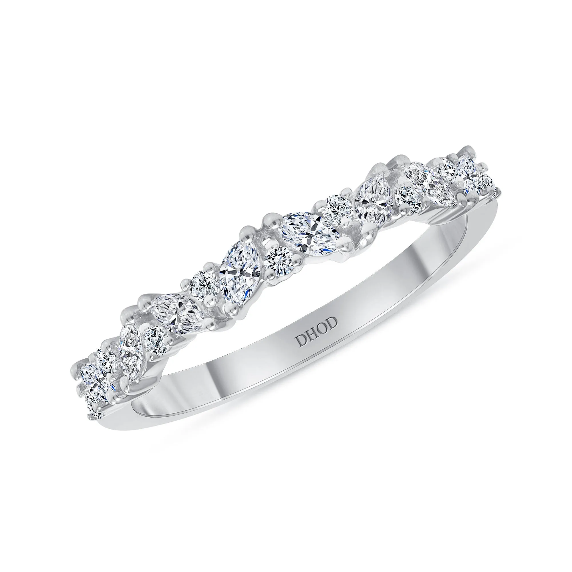 14K Gold Diamond Alternate Marquise Band