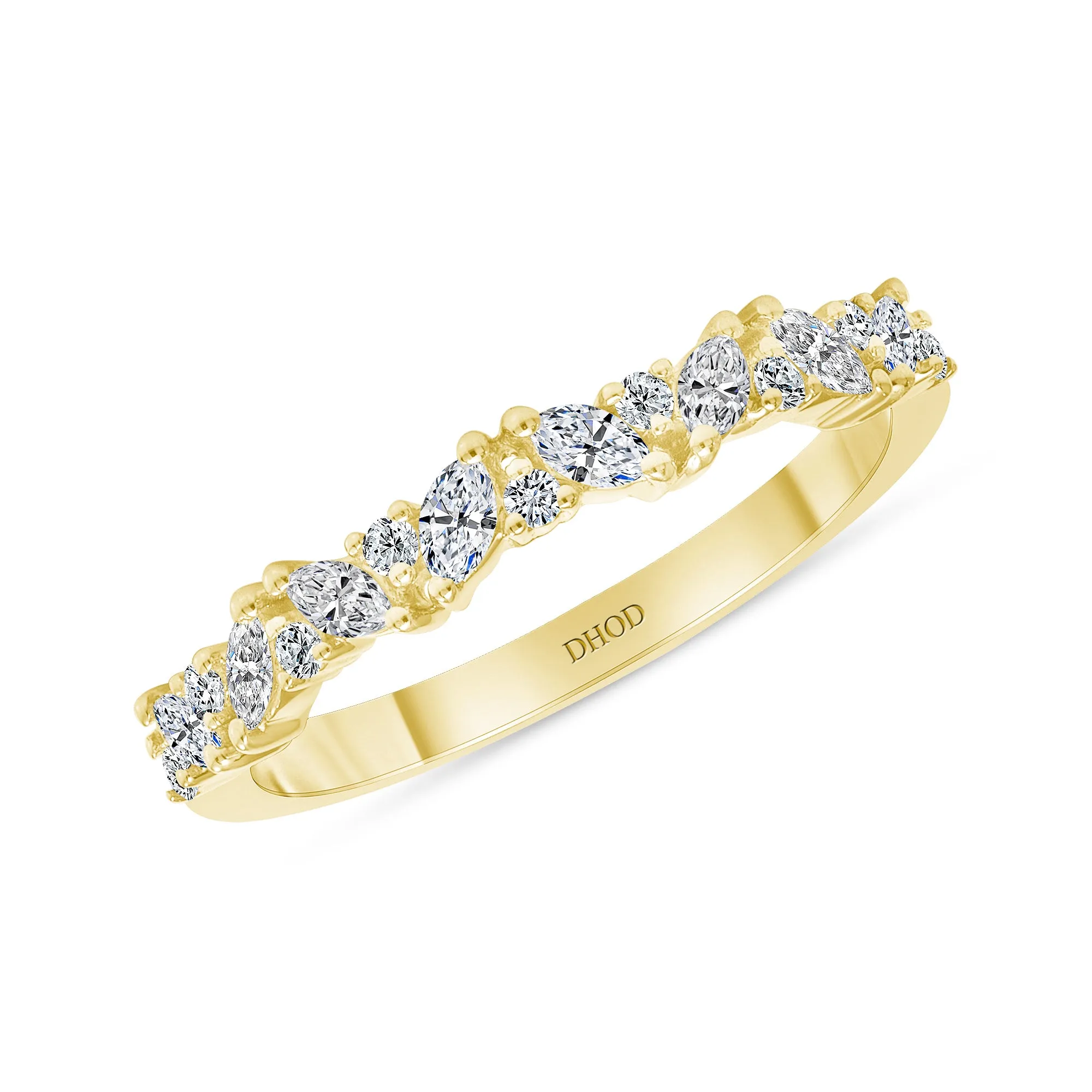 14K Gold Diamond Alternate Marquise Band