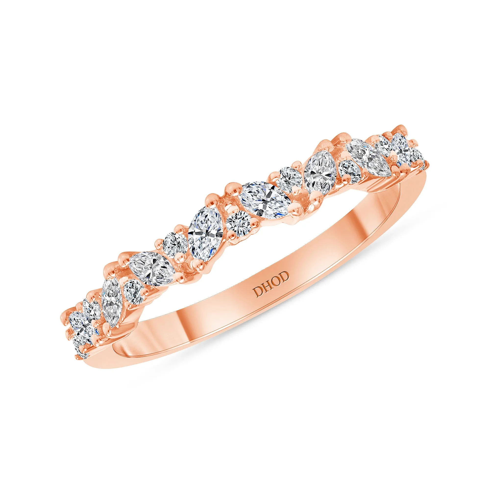 14K Gold Diamond Alternate Marquise Band