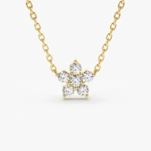 14K Gold Flower Charm Diamond Necklace