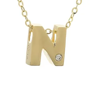 14K Gold Initial "N" Necklace (Diamond)