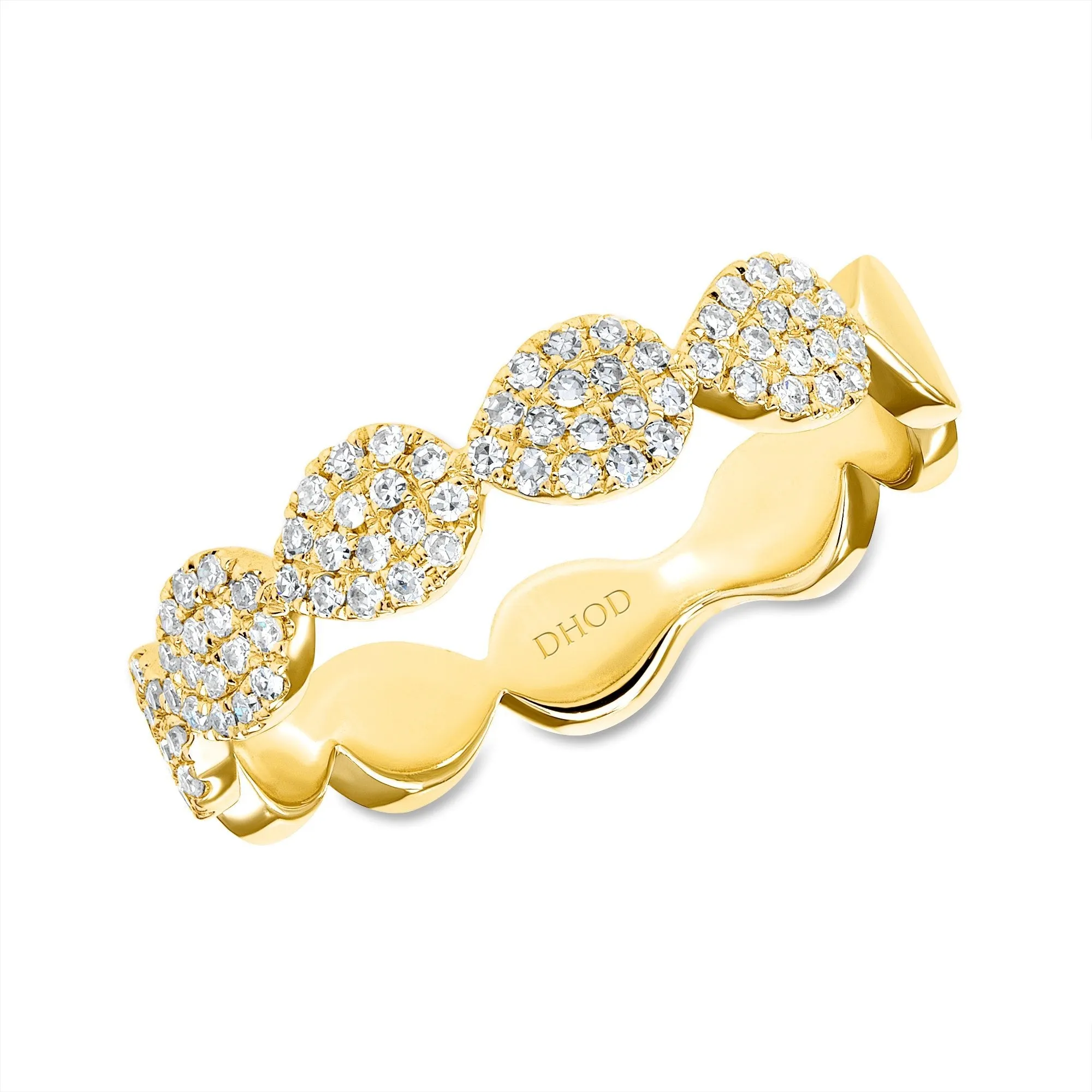 14K Gold Pear Pave Stackable Band