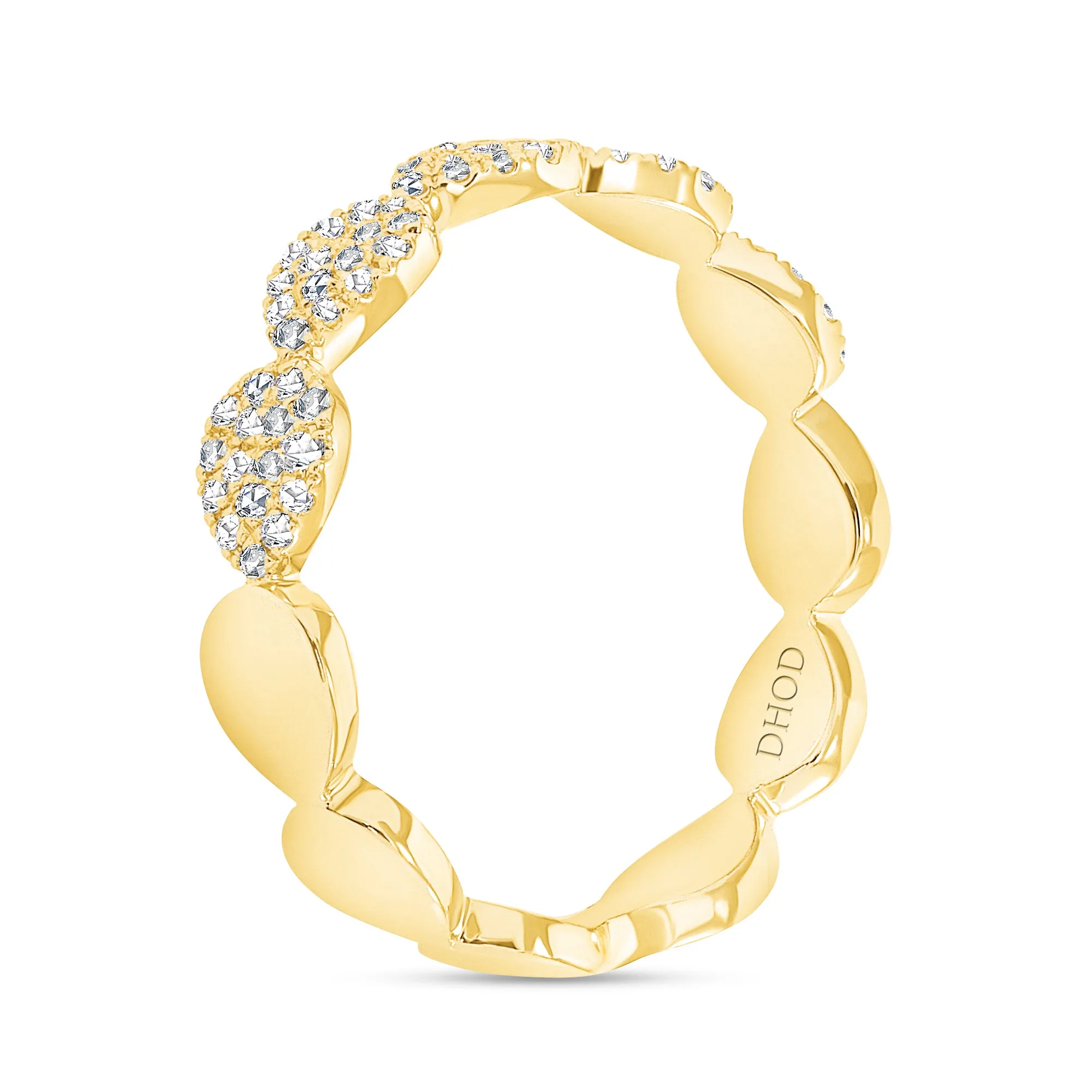 14K Gold Pear Pave Stackable Band