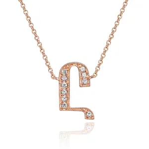 14K Rose Gold Armenian Initial Diamond Necklace