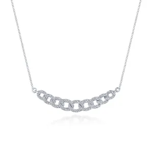 14K White Gold Diamond Link Necklace