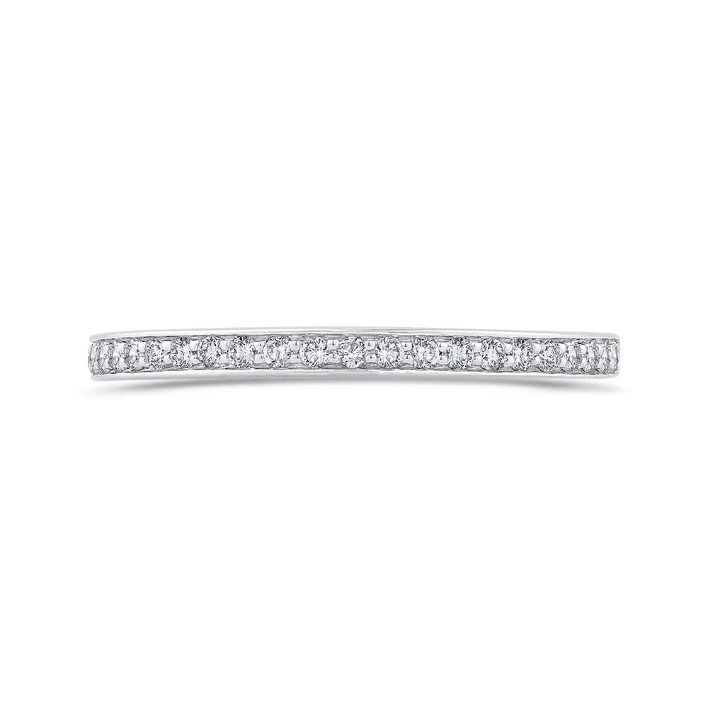 14K White Gold Round Cut Diamond Half Eternity Wedding Band