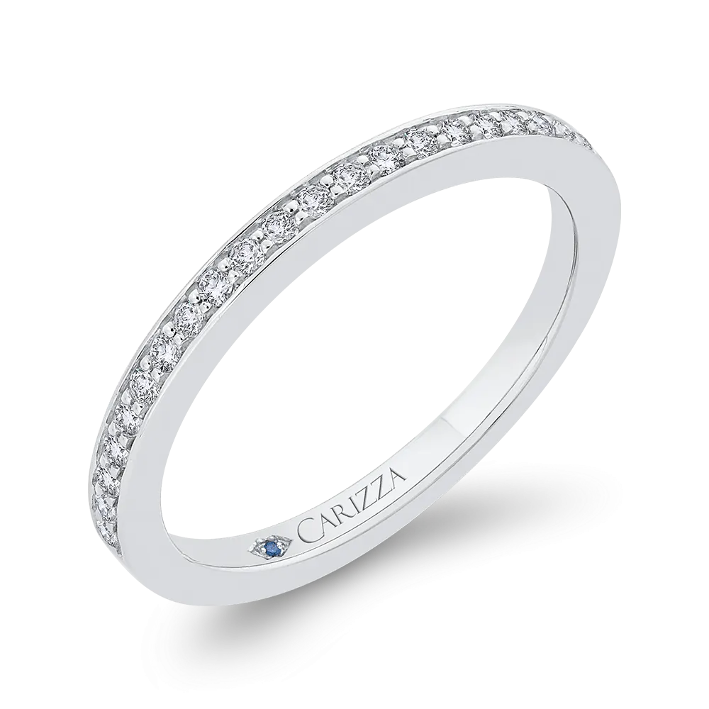 14K White Gold Round Cut Diamond Half Eternity Wedding Band