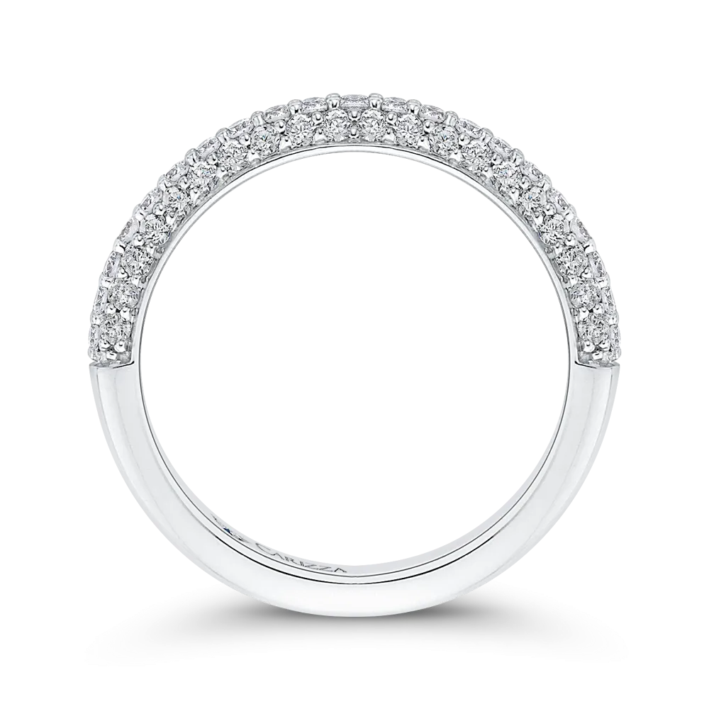 14K White Gold Round Diamond Half Eternity Wedding Band