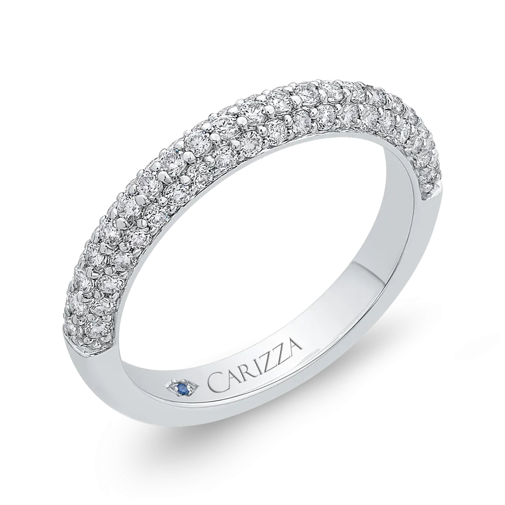 14K White Gold Round Diamond Half Eternity Wedding Band