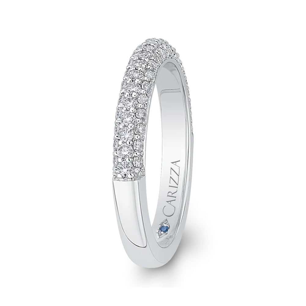 14K White Gold Round Diamond Half Eternity Wedding Band