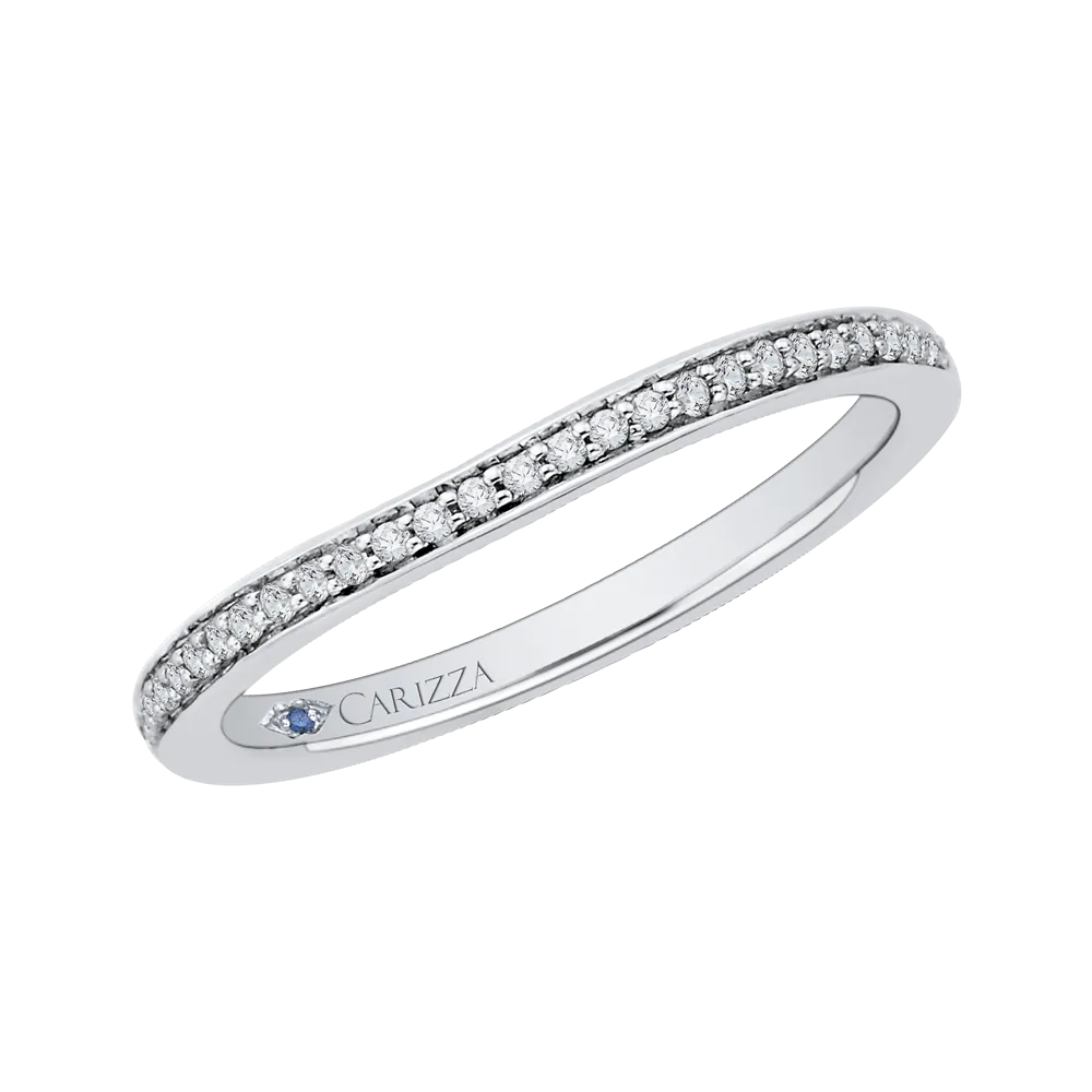 14K White Gold Round Diamond Half Eternity Wedding Band