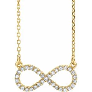 14K Yellow 1/8 CTW Natural Diamond Infinity 16 1/2" Necklace