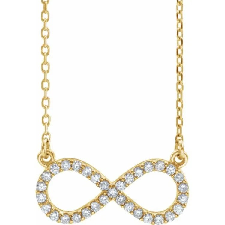 14K Yellow 1/8 CTW Natural Diamond Infinity 16 1/2" Necklace