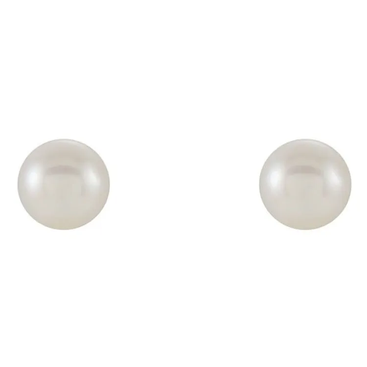 14K Yellow 5-5.5 mm Cultured White Freshwater Pearl Earrings