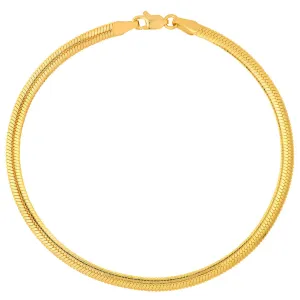 14K Yellow Gold 4mm Light Oval Snake Chain Herringbone Bracelet with Lobster Lock, 7.5 Inches