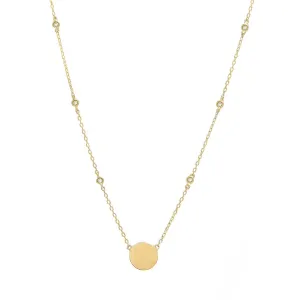 14k Yellow Gold Diamond Disc Necklace