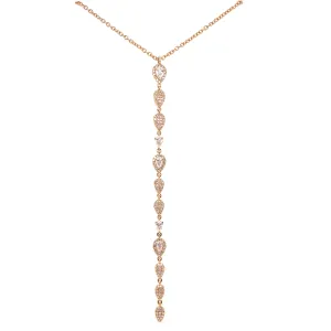 14K Yellow Gold Diamond Long Drop Necklace