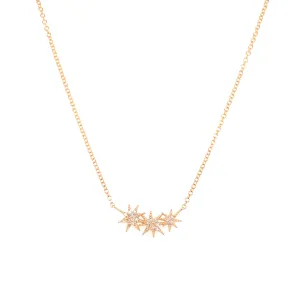 14K Yellow Gold Diamond Three Star Necklace