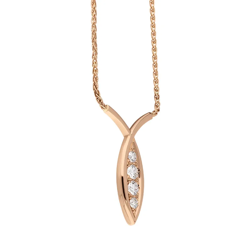 18ct Rose Gold 0.28ct Diamond Fish Necklace