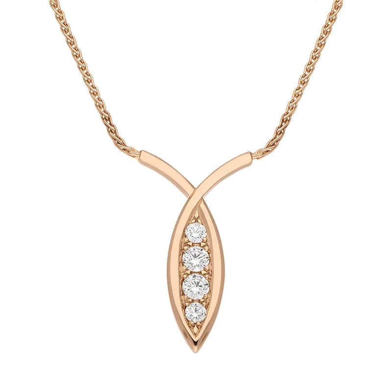 18ct Rose Gold 0.28ct Diamond Fish Necklace