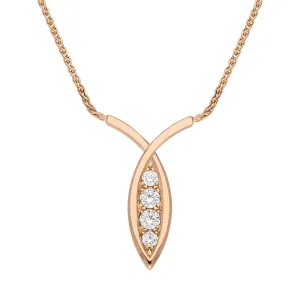 18ct Rose Gold 0.28ct Diamond Fish Necklace