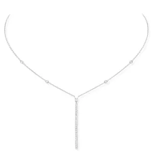 18ct White Gold Gatsby Pave Set Vertical Bar Diamond Necklace