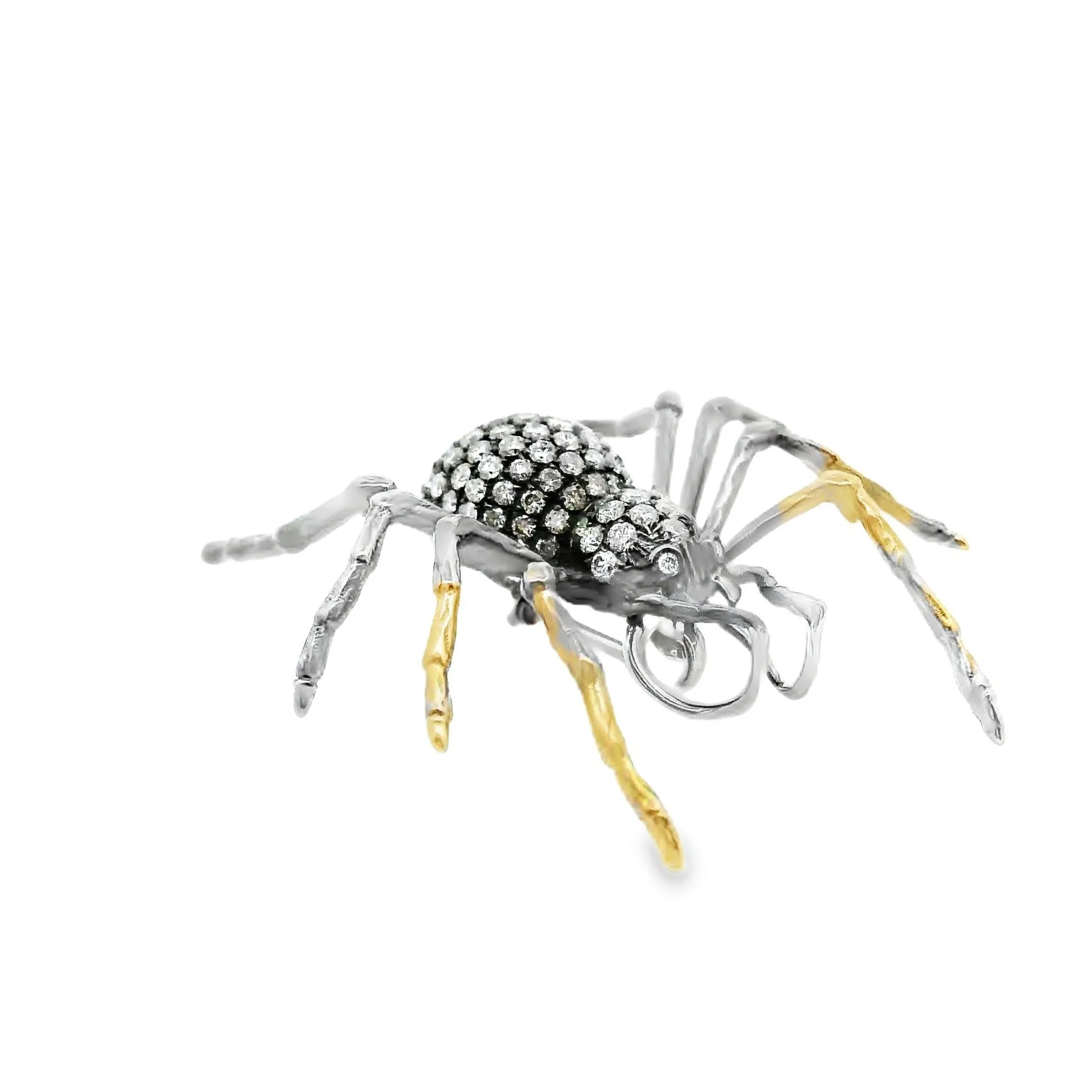 18K Gold Diamond Spider Brooch-Pendant