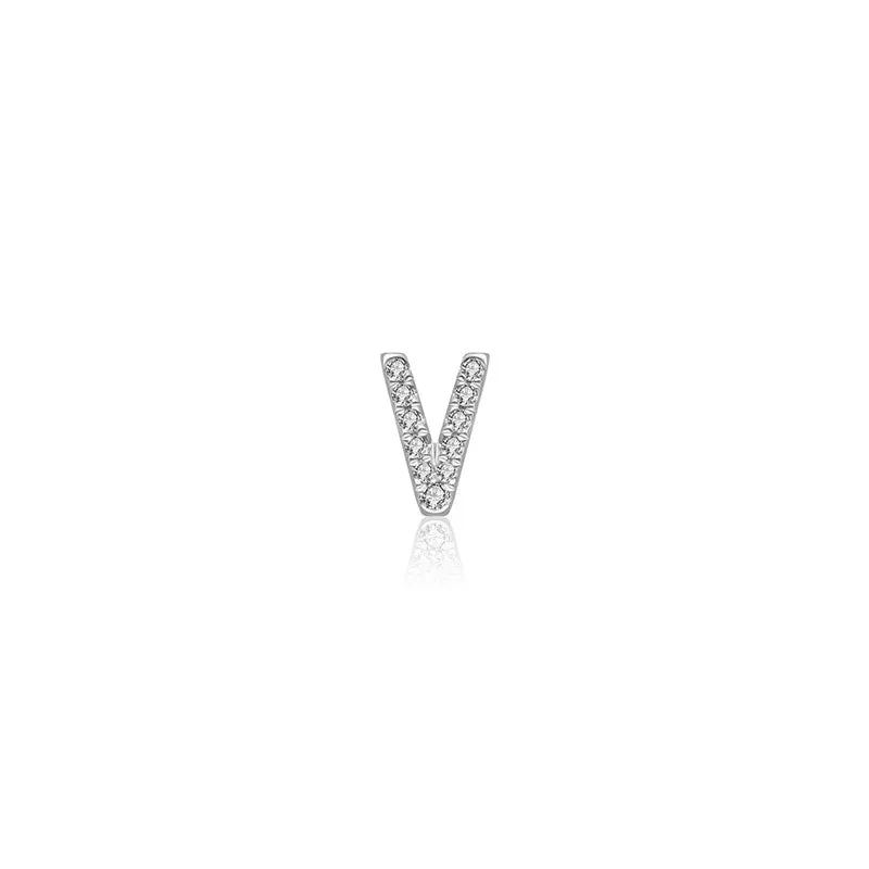 18k Gold Initial Letter "V" Diamond Pendant