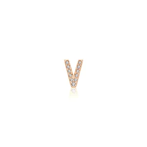 18k Gold Initial Letter "V" Diamond Pendant