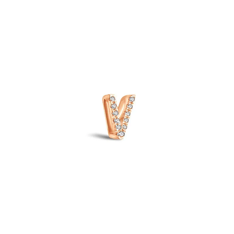 18k Gold Initial Letter "V" Diamond Pendant