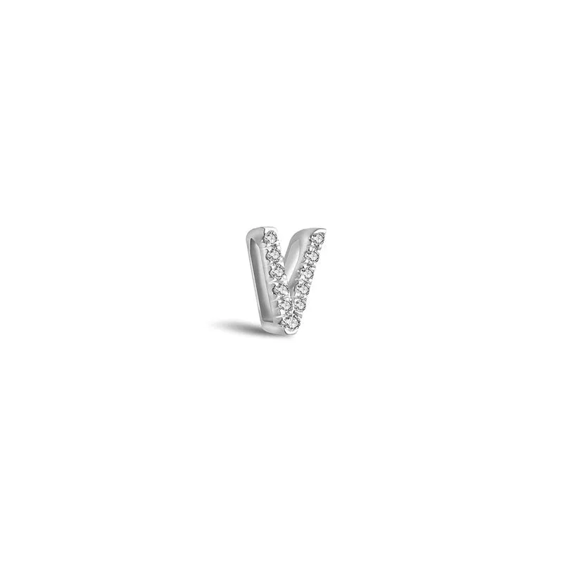 18k Gold Initial Letter "V" Diamond Pendant