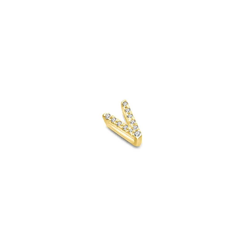 18k Gold Initial Letter "V" Diamond Pendant