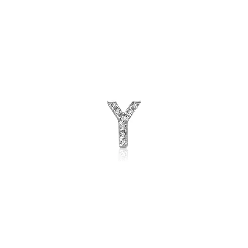 18k Gold Initial Letter "Y" Diamond Pandent   Necklace