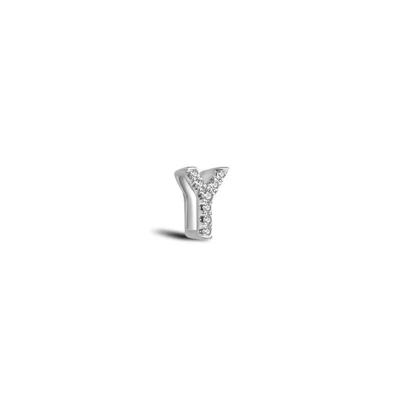 18k Gold Initial Letter "Y" Diamond Pandent   Necklace