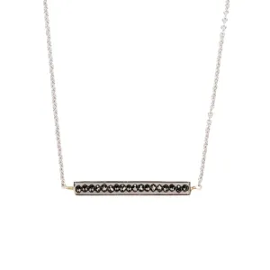 18k White Gold Black Diamond Bar Necklace