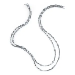 18K White Gold Double Strand Diamond Tennis Necklace