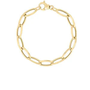 18K YELLOW GOLD KNIFE EDGE OVAL LINK LONG BRACELET