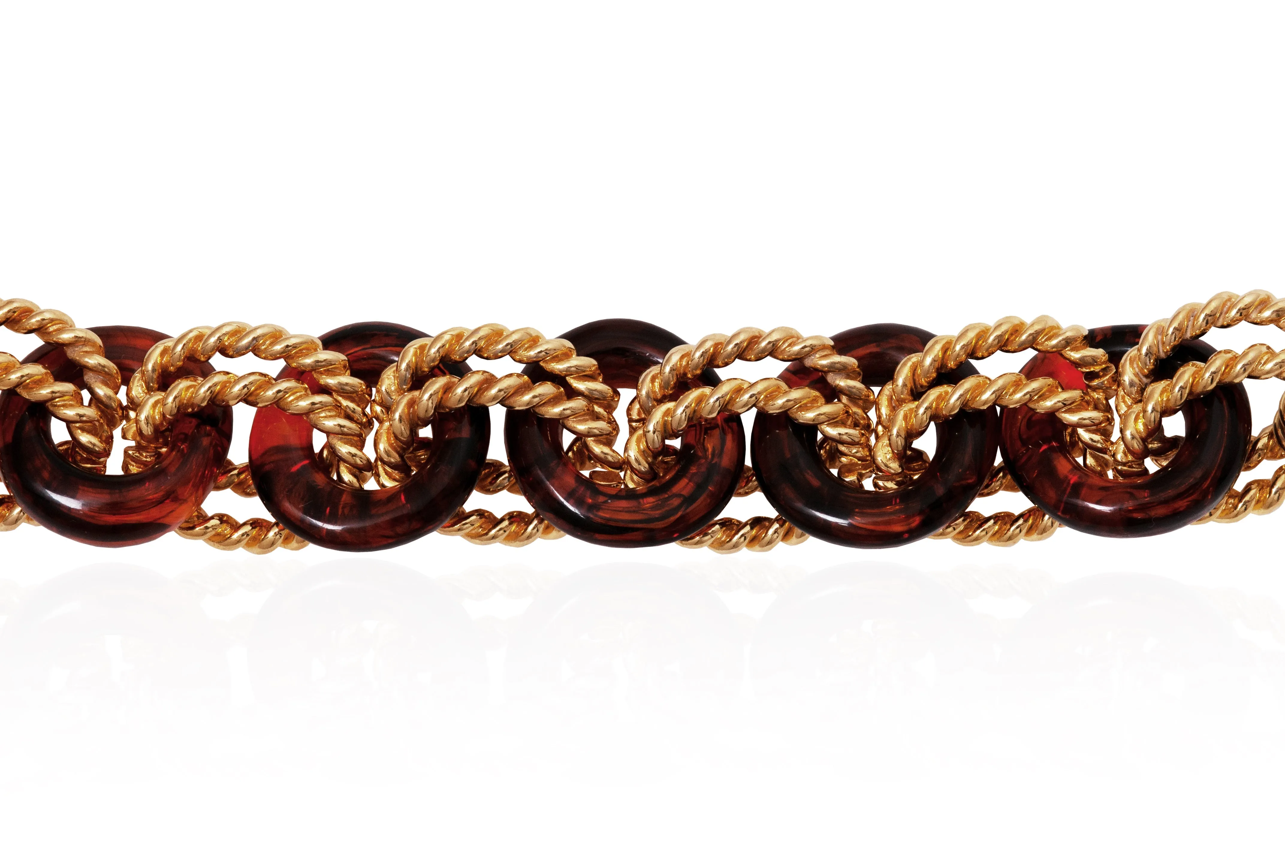 1980s Kenneth Jay Lane Gold and Brown Resin Bracelet